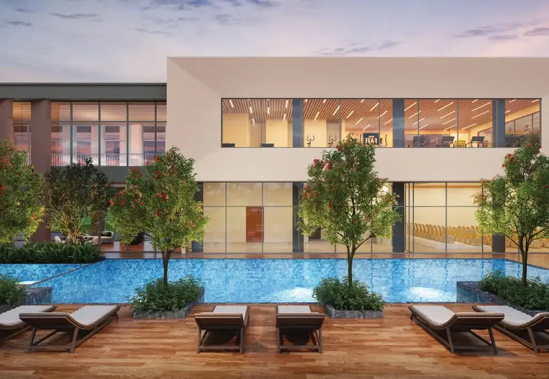 Luxury pool and clubhouse lifestyle visual